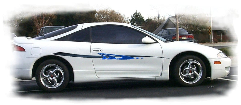 vinyl stripe decal on white car